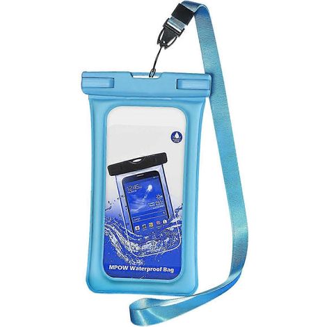 Hellblaue, Wasserdichte Handytasche, Transparent Für Touchscreens, Mit Trageband. – 10,5 X 11 Cm – Hellblau
