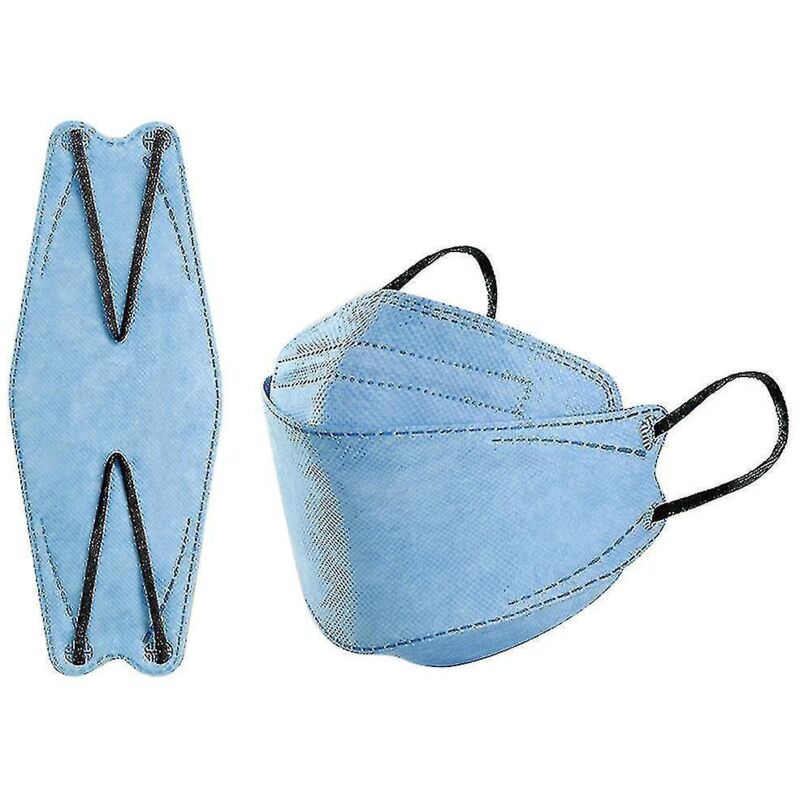 Packung Mit 50 Kn95-masken Für Erwachsene, Fischform, Morandi, Ffp2, 4 Lagen, Hellblau.