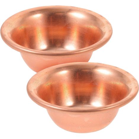 Set Aus 2 Altarschalen, Weihwasserschalen, Buddhistischen Gebetsschalen, Kleinen Kupferschalen – 7 X 7 X 2,6 Cm