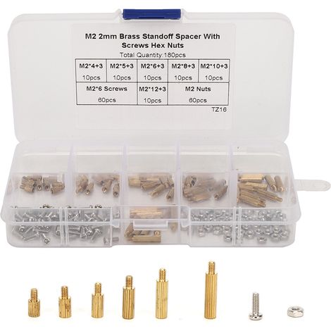 180-teiliges Set Aus Kohlenstoffstahl-halterungen, Schrauben, Muttern Und Verschiedenen Befestigungselementen Mit M2-box