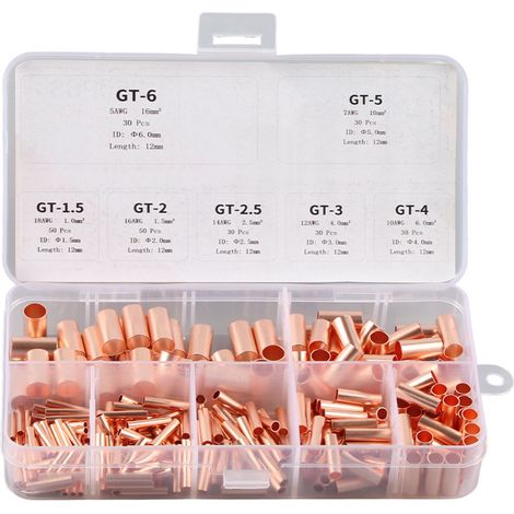 Set Mit 250 Kupferfittings Für Rohre, Verbinder Und Klemmen Für Elektrische Leitungen
