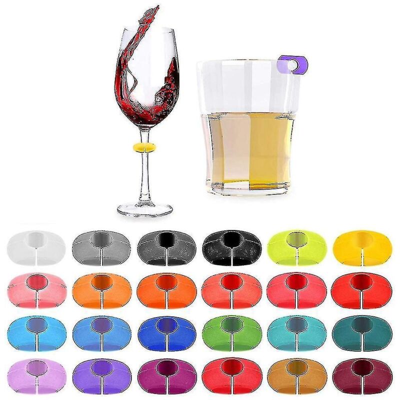 Set Mit 24 Silikon-glasmarkern Für Weingläser, Perfekt Für Cocktails, Martinis Und Champagner.
