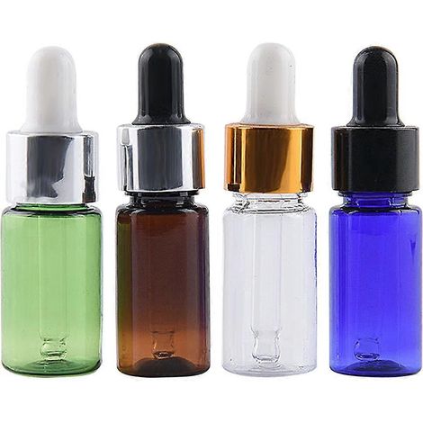 Set Mit 4 Leeren Tropffläschchen Aus Kunststoff Für Ätherische Öle Und Parfums, Ideal Für Reisen. – 7,90 X 2,30 X 2,30 Cm