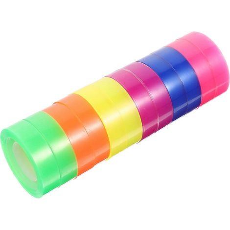 12 Rollen Farbiges Klebeband, Kreative Und Farbenfrohe Klebebänder, Transparente, Einziehbare Klebebänder – 1800 X 1,2 Cm – Bunt