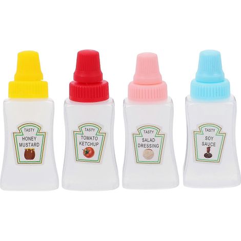 Mini-quetschflaschen Für Soßen Und Saucen – 4er-set Für Salatdressing Und Ketchup, Tragbare Soßenspender Für Bento-boxen Und Picknicks – 7,30 X 3,00 X 2,70 Cm