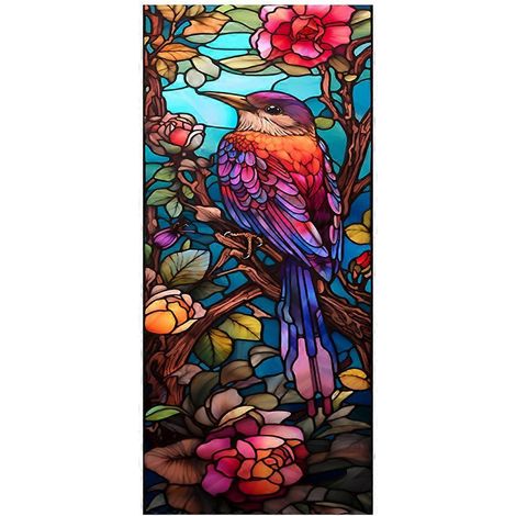 Statisch Haftende Fensterfolie Mit Vogel- Und Blumenmuster, Ideal Für Bad, Wohnung Oder Büro. – 100 X 45 X 0,10 Cm