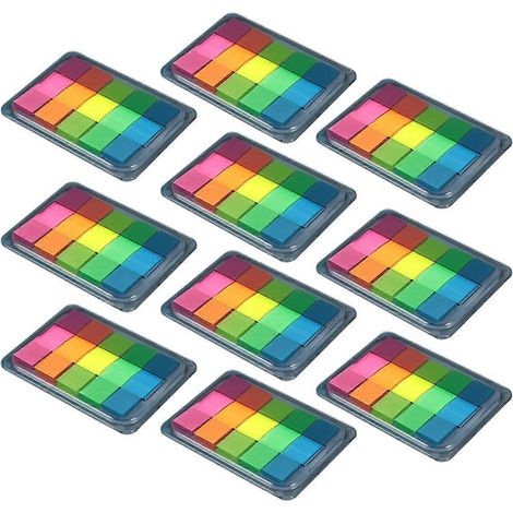 Set Mit 10 Haftnotizblöcken Mit Klebeetiketten, Fluoreszierende Farben, Niedlich, Für Büro Und Schule (bunt).