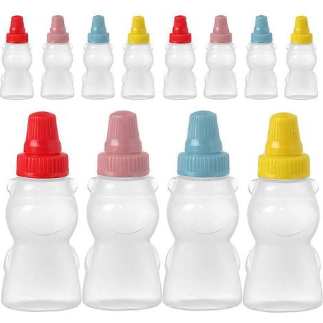 Set Mit 12 Mini-sojasaucen- Und Essigflaschen, Bärenförmiger Sojasaucenspender, Gewürzbehälter – 7,80 X 3,30 X 3,30 Cm
