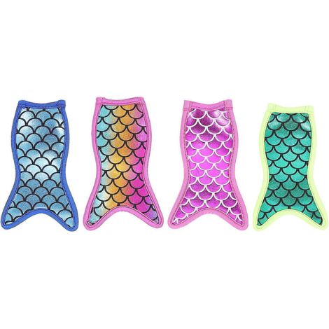 Set Mit 4 Eisstiel-überzügen Mit Meerjungfrauenmuster (verschiedene Farben) – 15,5 X 9,5 X 0,5 Cm