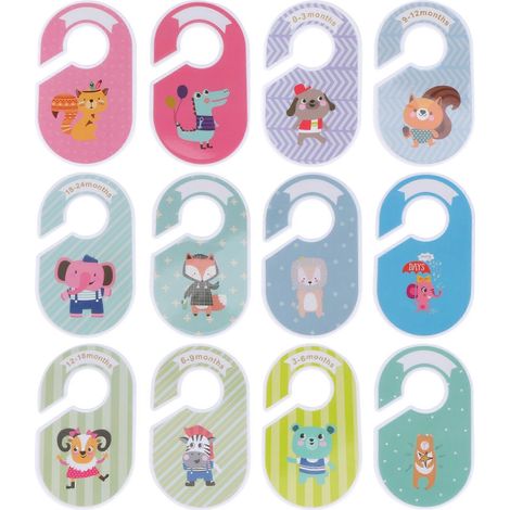 Set Mit 12 Kleidergrößentrennern Aus Kunststoff Mit Cartoon-motiven Für Den Kleiderschrank – 17 X 10 Cm