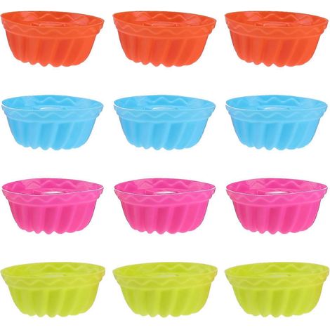 12 Runde Silikon-kuchenformen Für Chiffon-kuchen, Backutensilien Für Chiffon-desserts (farben Zufällig) – 6,50 X 6,50 X 3,00 Cm