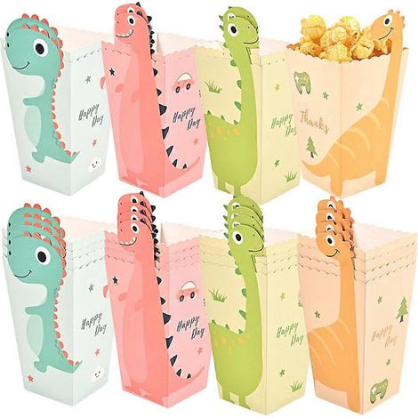 Set Mit 24 Dinosaurier-popcornboxen Für Filmabende Und Partys. – 11,50 X 7,00 X 5,00 Cm