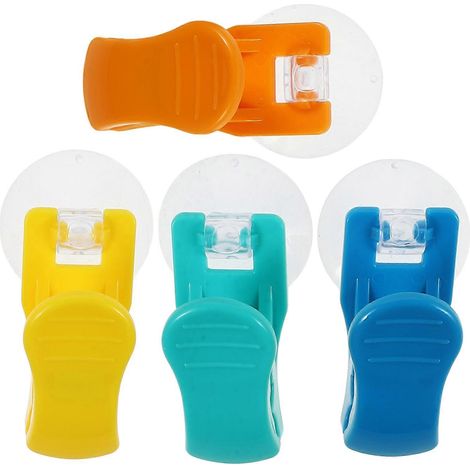 4er-set Saugnapfclips Für Bad, Küche Und Handtuchhalter – 6,00 X 2,50 X 2,50 Cm – Mehrfarbig