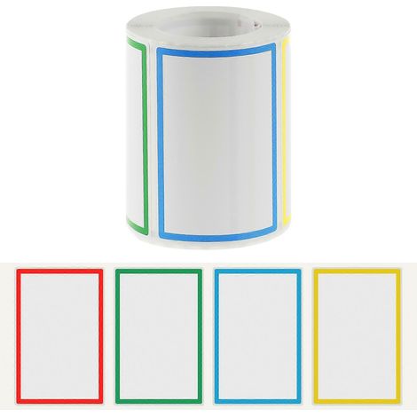 300 Farbenfrohe, Selbstklebende Etiketten Mit Rand, Ideal Für Schulmaterialien. – 8,80 X 5,80 X 0,10 Cm