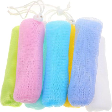 Set Mit 7 Seifenbeuteln Für Seifenblasenmaschinen, Peeling-seifenblasennetz Und Aufbewahrungsbeutel Für Handgemachte Seife – 14,5 X 5 Cm
