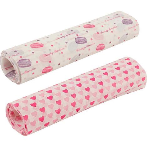 100 Blatt/2 Schachteln Ölbeständiges Backpapier Zum Backen, Verpacken Von Lebensmitteln Und Kochen (macaron-/herzmuster, 50 Blatt Pro Schachtel) – 25 X 21,5 Cm