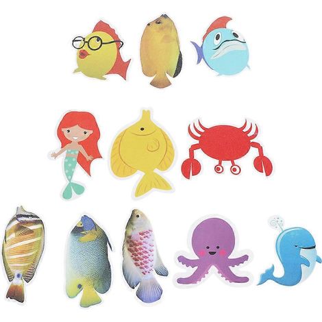 11 Praktische Anti-rutsch-aufkleber Fürs Badezimmer, Aus Wasserfestem Pvc, Für Optimale Bodensicherheit (meeres- Und Fischmotiv). – 13 X 12 Cm