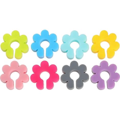 Set Mit 8 Blütenförmigen Silikon-glasmarkern (verschiedene Farben) – 2,00 X 2,00 X 0,50 Cm