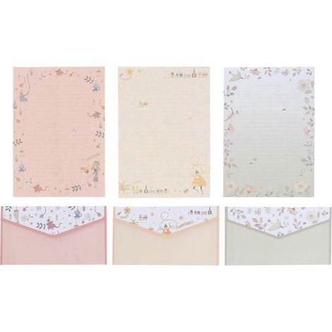 Set Mit 5 Briefumschlägen Und Briefpapier Mit Blumenmuster, Hübsche Schulartikel (verschiedene Farben). – 20,8 X 14,1 Cm