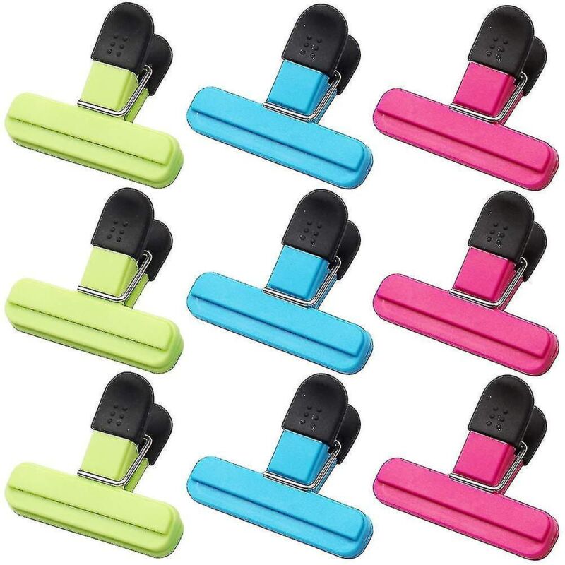 Set Mit 9 Beutelclips Zur Aufbewahrung Von Lebensmitteln, 3 Farben, Robuste Clips Zum Verschließen Von Lebensmitteln, Snacks, Kaffee, Wiederverwendbare Kunststoffclips