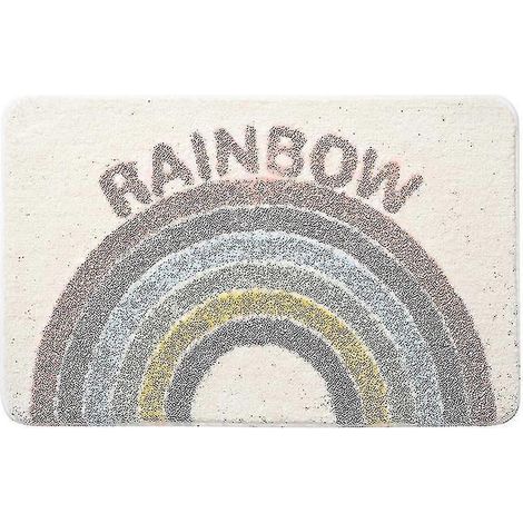 Regenbogenfarbene Badematte Mit Flockmuster, Badezimmerteppich