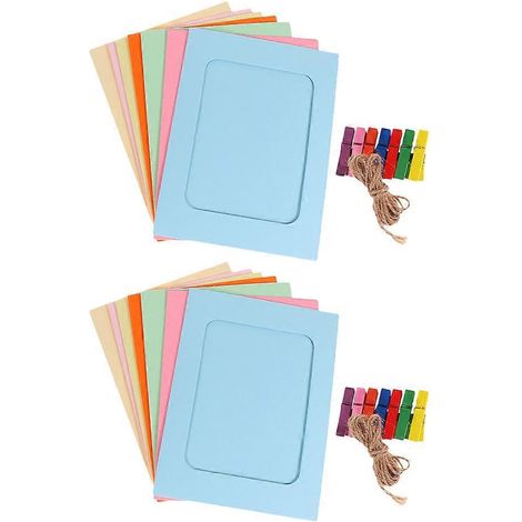Bilderrahmen-set Aus Papier, Holzklammern, Hanfseil, Wanddekoration – 15,60 X 11,50 X 0,10 Cm