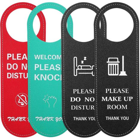 Set Mit 4 Doppelseitigen „bitte Nicht Stören“-türschildern, Bitte Klopfen, Zum Aufhängen An Der Tür Eines Hotelzimmers Oder Büros – 24,00 X 8,00 X 0,40 Cm – Mehrfarbig