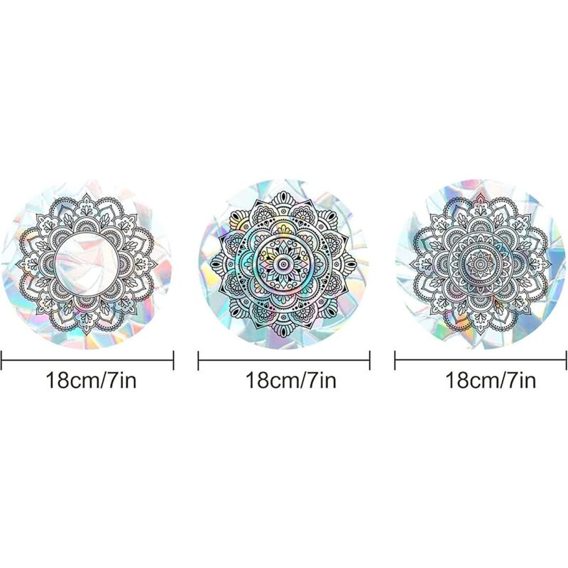 Regenbogen-mandala-fensteraufkleber Zur Antistatischen Kollisionswarnung In Küche, Esszimmer Und Schlafzimmer
