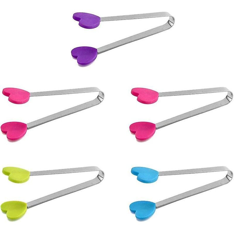 Set Mit 5 Mini-eiszangen Aus Edelstahl Mit Rutschfesten Silikongriffen Für Küche Und Grill – Perfekt Zum Servieren, Grillen Und Hantieren Mit Eis