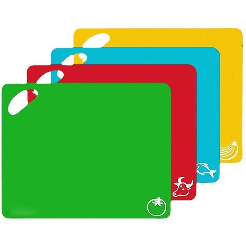Set Mit 4 Kunststoff-schneidebrettern In Verschiedenen Farben, Mit Großen, Bpa-freien, Ausziehbaren Brettern