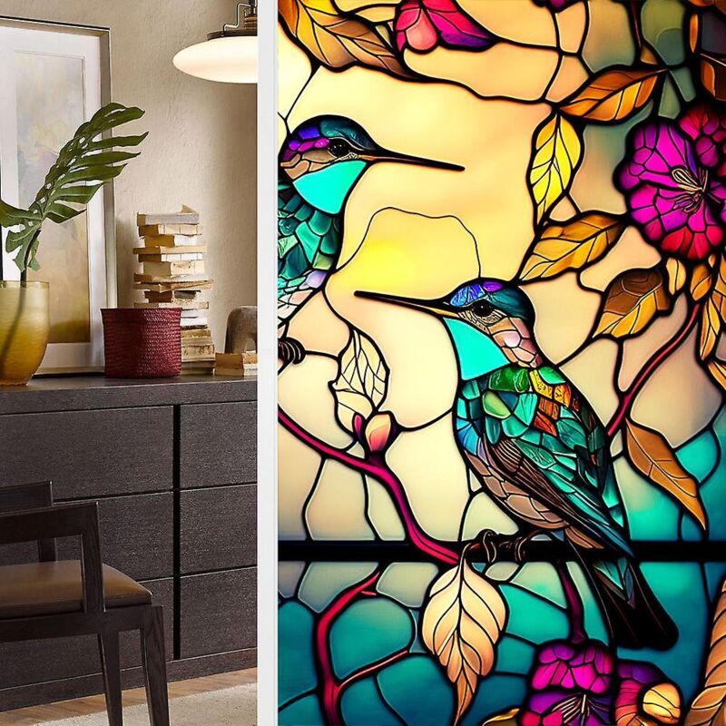 Bunte Florale Wandfolie, Milchglasfolie Für Fenster, Uv-schutz, Sichtschutzfolie Für Fenster