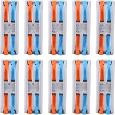 10 Stück Pct2-2 Clip-on Schnellanschlussklemmen, 2-in-2-out Farbdrahtverbinder Für Elektrische Verkabelung