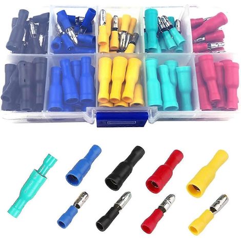 100 Isolierte Crimp-elektroklemmen Und Steckverbinder-sets Für Gerade Kfz-kabel (3 Verschiedene Größen)