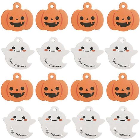 200 Lustige Und Trendige Halloween-geschenkanhänger (kürbis + Geist) – 5,50 X 5,40 X 0,30 Cm – Orange