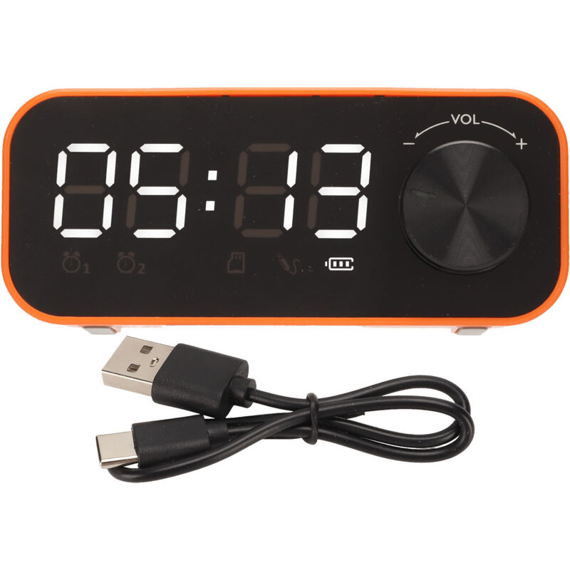 Mini-bluetooth-lautsprecher Mit Doppelalarm, Led-anzeige Und Kraftvollem Bass – Tragbar Und Kabellos, Orange