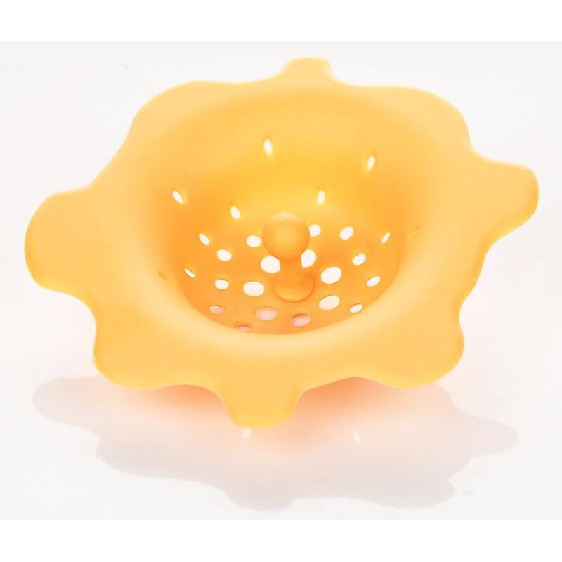 Set Aus Blumenförmigem Silikon-spülbeckensieb Und Haarfänger