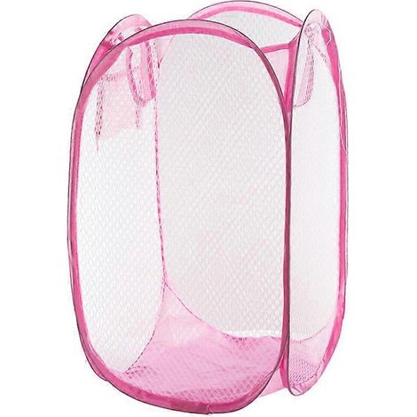 Leicht Zu Öffnender, Faltbarer Wäschekorb Aus Netzgewebe Für Studentenwohnheime (rosa) – 30,00 X 30,00 X 48,00 Cm – Rosa