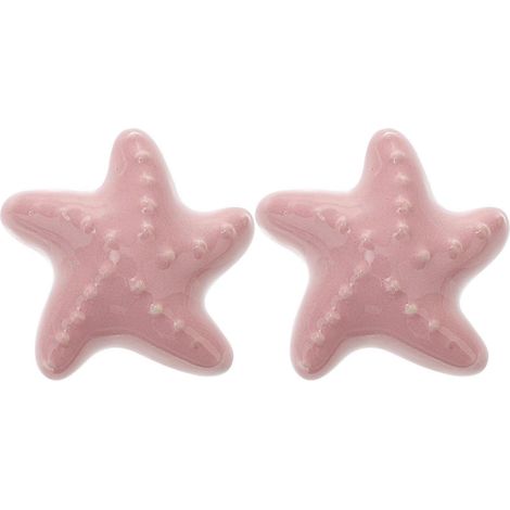 Set Mit 2 Sternförmigen Griffen, Hübschen Klimmzugstangen, Filigranen Knöpfen, Kreativen Keramikgriffen Für Zuhause, Büro, Hotel (rosa) – 4,30 X 4,30 X 3,20 Cm – Rosa