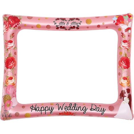 Aufblasbare „happy Wedding“-fotorahmen – Tragbare Foto-requisiten Für Hochzeitsgäste – 71,00 X 58,00 X 0,10 Cm