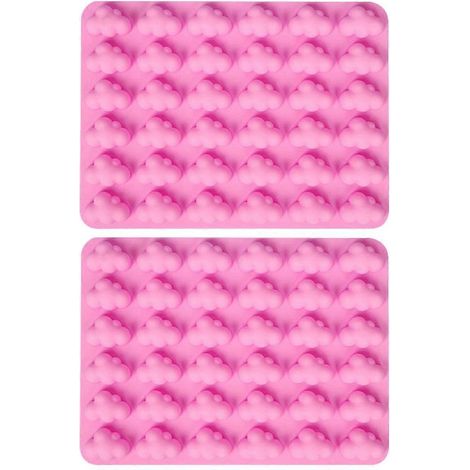 Set Mit 2 Dreidimensionalen, Wolkenförmigen Silikonformen Für Schokolade, Pralinen, Fondant Und Gebäck. – 21,70 X 16,10 X 2,00 Cm – Rosa