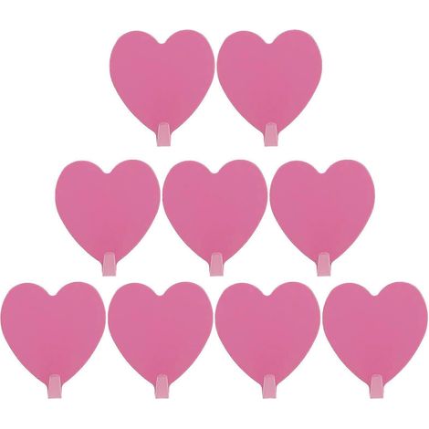 Set Mit 12 Stabilen, Herzförmigen Klebehaken Aus Eisen Zur Wandmontage, Für Bad Und Küche (rosa) – 4 X 4,5 X 1,7 Cm – Rosa