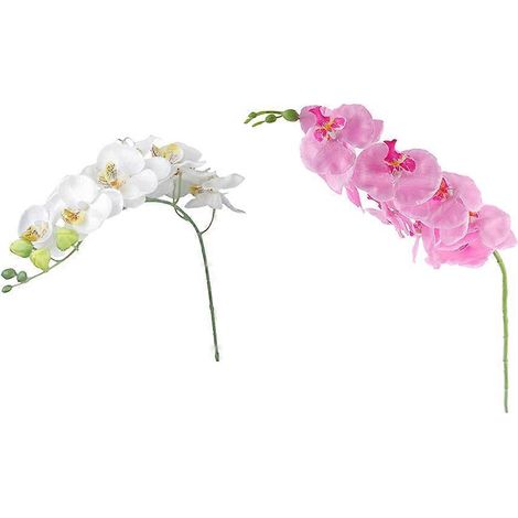 Set Mit 2 Künstlichen Orchideen Für Die Innendekoration (rosa + Cremeweiß)