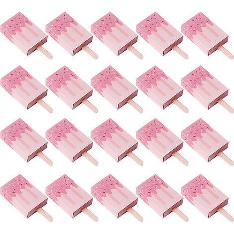 Set Mit 20 Geschenkboxen Aus Papier Mit Cartoon-motiven, Perfekt Für Süßigkeiten Und Eis Am Stiel, Ideal Für Kindergeburtstage Und Hochzeiten (rosa). – 10,26 X 72,7 Cm – Rosa