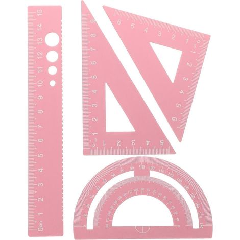 1 Set Mathematischer Lineale, Messset, Geometrie-werkzeuge, Schul- Und Bürobedarf Für Mathematik – 9,50 X 5,80 X 0,20 Cm – Rosa