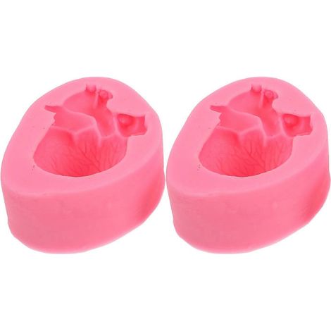 Set Mit 2 Herzförmigen Halloween-backformen Für Fondant Und Schokolade (rosa) – 8 X 6 X 3 Cm – Rosa
