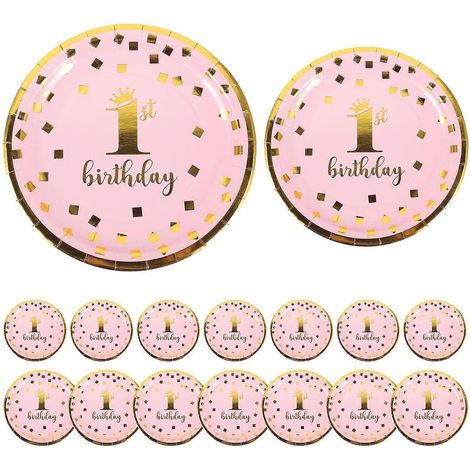 16 Einwegteller Aus Pappe Für Babypartys Und Erste Geburtstage – 18 X 18 X 0,8 Cm – Rosa