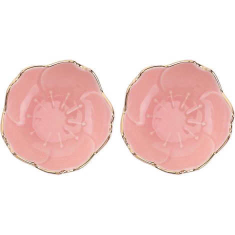 Set Aus 2 Keramik-saucenschalen Mit Sakura-blumenmuster, Porzellan, Für Saucen, Zum Kochen Und Grillen (rosa) – 7,00 X 7,00 X 2,80 Cm – Rosa