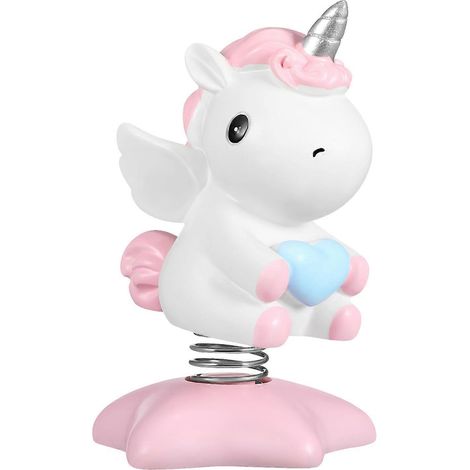 Pretyzoom Dekorative Wackelkopffigur Einhorn Fürs Auto, Schreibtisch, Geschenk Für Zuhause Oder Party (rosa) – 10,50 X 6,00 X 5,00 Cm