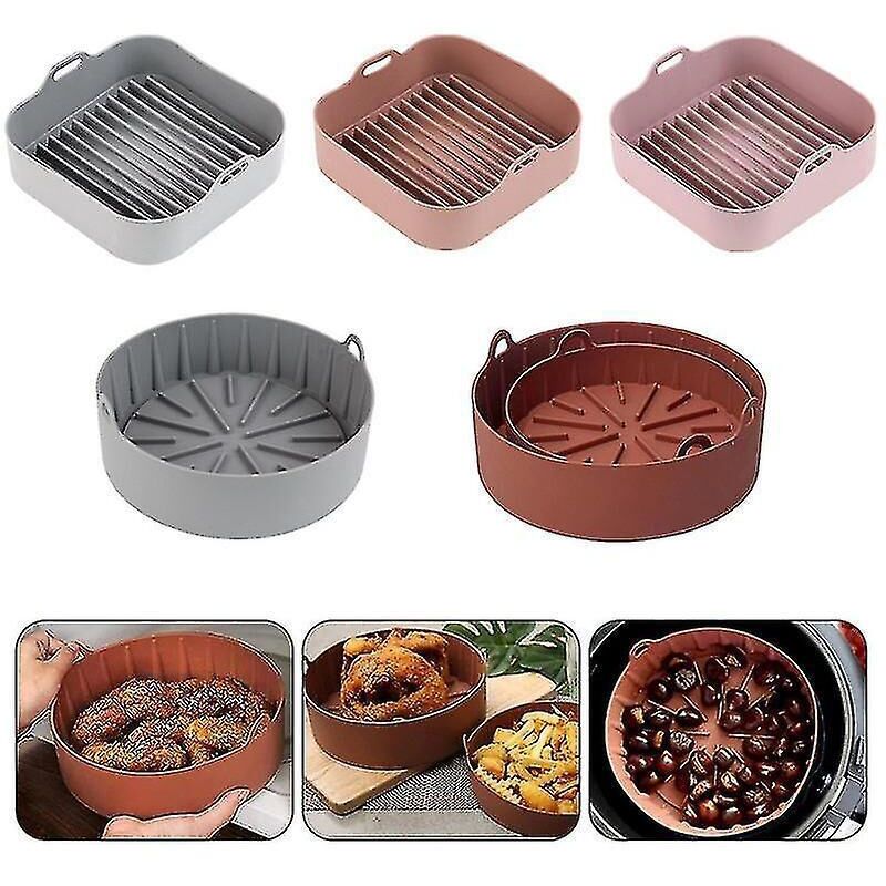 Heißluftfritteuse, Silikon-kochutensilien, Wiederverwendbare Silikonform, Pizzakorb, Backblech, Grill, Kuchenbackform – Rosa