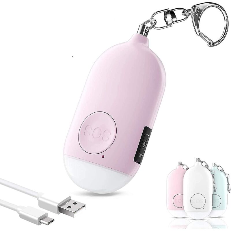 130 Db Lauter, Wiederaufladbarer Usb-schlüsselanhänger Mit Alarmfunktion, Pinkfarben